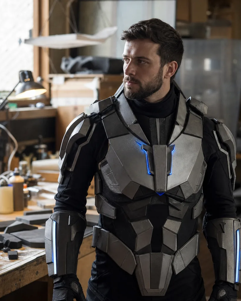 The chest plate finally has working lights.